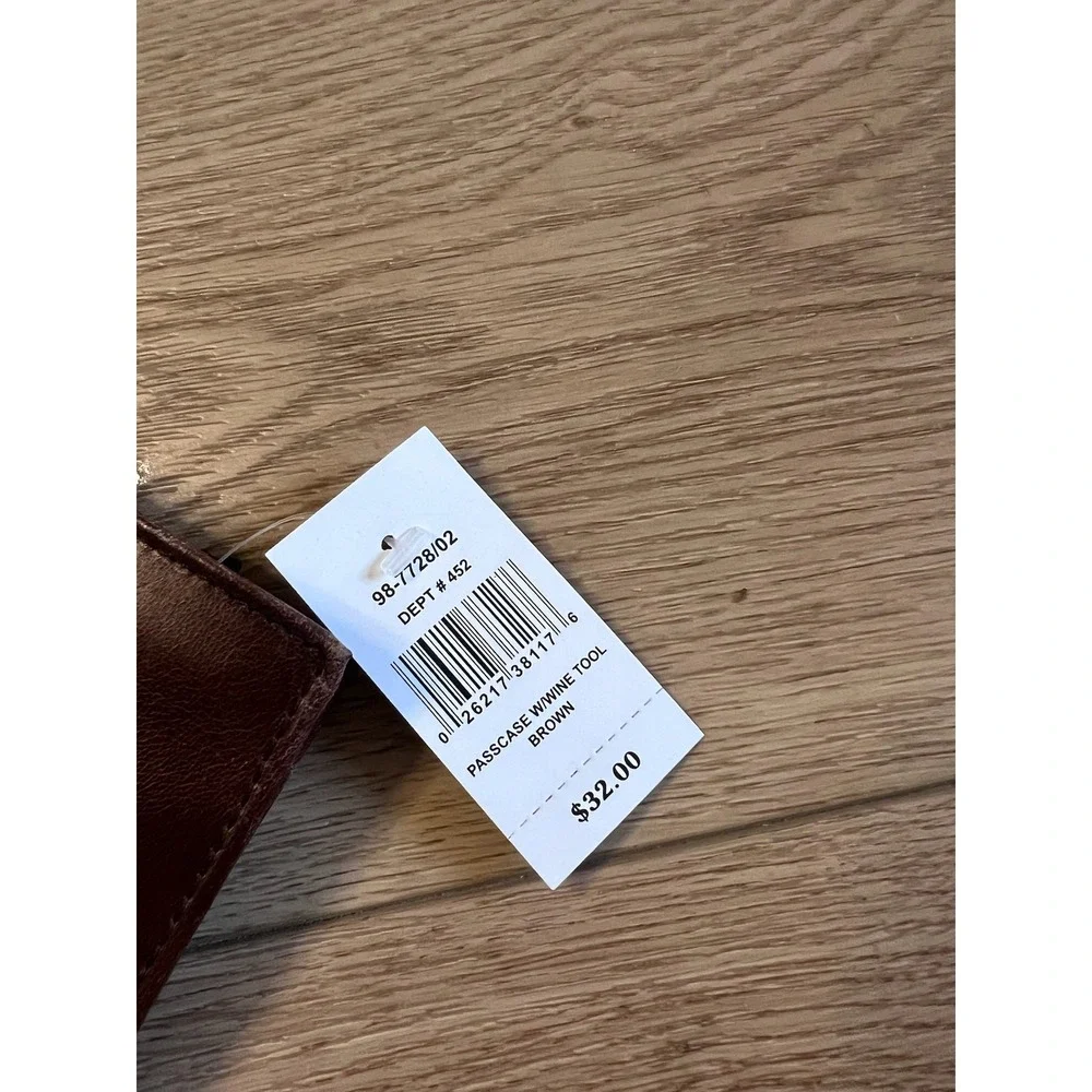 Chaps‎ Mens Brown Leather Bifold Passcase Wallet With ID Window